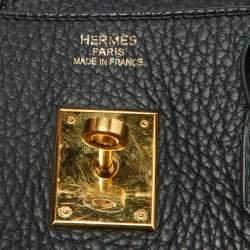 Pre Owned Hermes Black Taurillon Clemence Leather Gold Finish Birkin 35 Bag