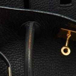 Pre Owned Hermes Black Taurillon Clemence Leather Gold Finish Birkin 35 Bag