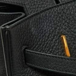 Pre Owned Hermes Black Taurillon Clemence Leather Gold Finish Birkin 35 Bag