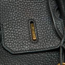 Pre Owned Hermes Black Taurillon Clemence Leather Gold Finish Birkin 35 Bag