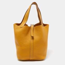 HERMES NEW Picotin 22 Cream Ivory Yellow Small Top Handle Bucket Tote Bag For  Sale at 1stDibs