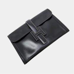 Hermes Black Leather Elan Jige PM Clutch