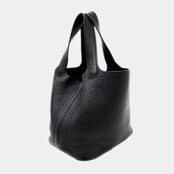 Hermes Black Clemence Leather Picotin Lock 18 Tote Bag