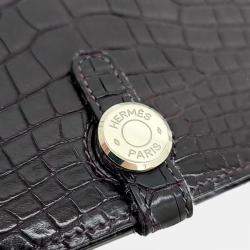 Hermes Burgundy Alligator Leather Dogon Long Wallet