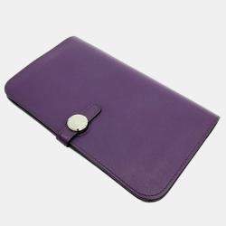 Pre Owned Hermes Purple Leather Dogon Wallet