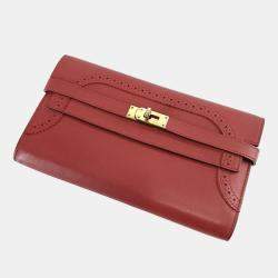 Hermes Rouge Gillies  Leather Kelly Classic Wallet