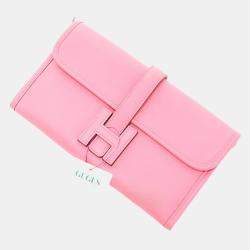 Hermes Pink Swift Leather Mini Jige Duo Clutch
