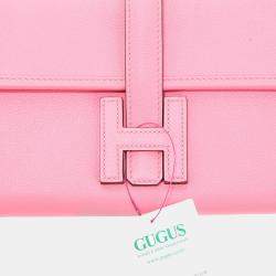 Hermes Pink Swift Leather Mini Jige Duo Clutch