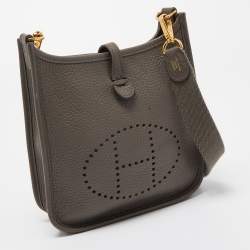 Hermes Etain Taurillon Clemence Leather Evelyne TPM Bag 