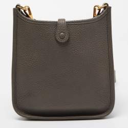 Hermes Etain Taurillon Clemence Leather Evelyne TPM Bag 