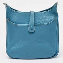 Pre Owned Hermès  Blue Jean Taurillon Clemence Leather Evelyne III GM Bag