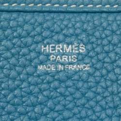 Pre Owned Hermès  Blue Jean Taurillon Clemence Leather Evelyne III GM Bag