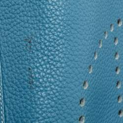 Pre Owned Hermès  Blue Jean Taurillon Clemence Leather Evelyne III GM Bag