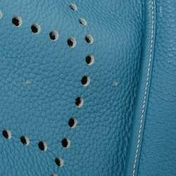 Pre Owned Hermès  Blue Jean Taurillon Clemence Leather Evelyne III GM Bag