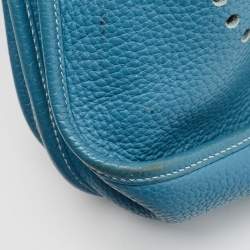Pre Owned Hermès  Blue Jean Taurillon Clemence Leather Evelyne III GM Bag