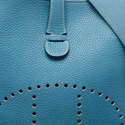 Pre Owned Hermès  Blue Jean Taurillon Clemence Leather Evelyne III GM Bag