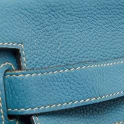Pre Owned Hermes Blue Jean Togo Leather Palladium Finish Kelly Retourne 40 Bag