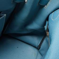 Pre Owned Hermes Blue Jean Togo Leather Palladium Finish Kelly Retourne 40 Bag