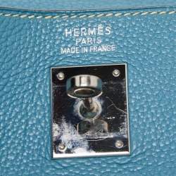 Pre Owned Hermes Blue Jean Togo Leather Palladium Finish Kelly Retourne 40 Bag