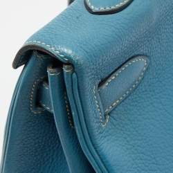 Pre Owned Hermes Blue Jean Togo Leather Palladium Finish Kelly Retourne 40 Bag