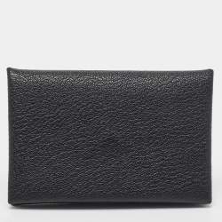 Hermès  Noir Chevre Leather Calvi Card Holder