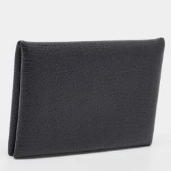 Hermès  Noir Chevre Leather Calvi Card Holder