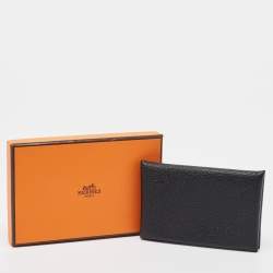 Hermès  Noir Chevre Leather Calvi Card Holder