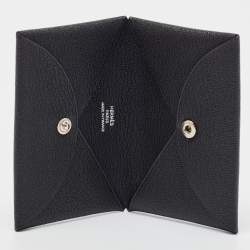 Hermès  Noir Chevre Leather Calvi Card Holder