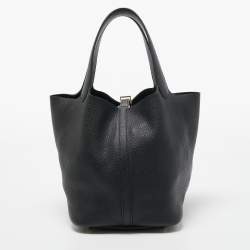 Hermes Black Taurillon Clemence Leather Picotin Lock 22 Bag
