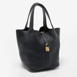 Hermes Black Taurillon Clemence Leather Picotin Lock 22 Bag