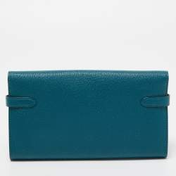 Pre Owned Hermes Vert Bosphore Chevre Leather Kelly Classic Wallet
