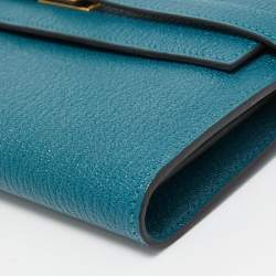 Pre Owned Hermes Vert Bosphore Chevre Leather Kelly Classic Wallet