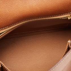 Pre Owned Hermes Fauve Barenia Faubourg Leather Gold Finish Kelly Retourne 25 Bag