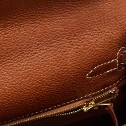 Pre Owned Hermes Fauve Barenia Faubourg Leather Gold Finish Kelly Retourne 25 Bag