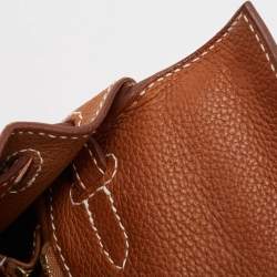 Pre Owned Hermes Fauve Barenia Faubourg Leather Gold Finish Kelly Retourne 25 Bag