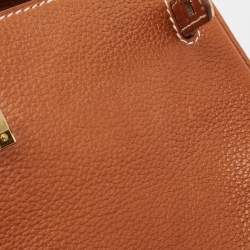 Pre Owned Hermes Fauve Barenia Faubourg Leather Gold Finish Kelly Retourne 25 Bag