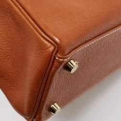 Pre Owned Hermes Fauve Barenia Faubourg Leather Gold Finish Kelly Retourne 25 Bag