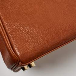Pre Owned Hermes Fauve Barenia Faubourg Leather Gold Finish Kelly Retourne 25 Bag
