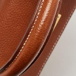 Pre Owned Hermes Fauve Barenia Faubourg Leather Gold Finish Kelly Retourne 25 Bag