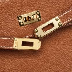 Pre Owned Hermes Fauve Barenia Faubourg Leather Gold Finish Kelly Retourne 25 Bag
