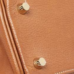 Pre Owned Hermes Fauve Barenia Faubourg Leather Gold Finish Kelly Retourne 25 Bag