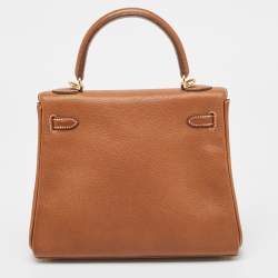Pre Owned Hermes Fauve Barenia Faubourg Leather Gold Finish Kelly Retourne 25 Bag