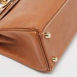 Pre Owned Hermes Fauve Barenia Faubourg Leather Gold Finish Kelly Retourne 25 Bag