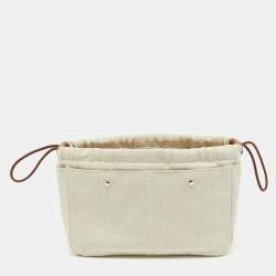 Pre Owned Hermes Naturel/Fauve Canvas and Barenia Leather Fourbi 25 Pouch