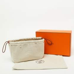Pre Owned Hermes Naturel/Fauve Canvas and Barenia Leather Fourbi 25 Pouch
