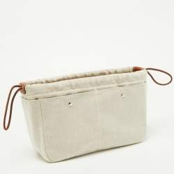 Pre Owned Hermes Naturel/Fauve Canvas and Barenia Leather Fourbi 25 Pouch