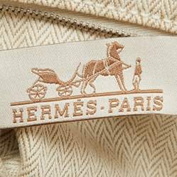 Pre Owned Hermes Naturel/Fauve Canvas and Barenia Leather Fourbi 25 Pouch