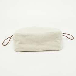 Pre Owned Hermes Naturel/Fauve Canvas and Barenia Leather Fourbi 25 Pouch