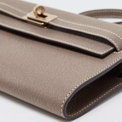 Hermès Etoupe Chevre Leather Kelly To Go Wallet