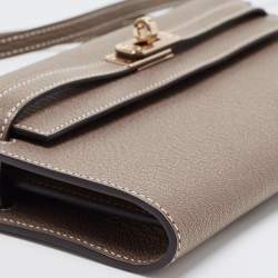 Hermès Etoupe Chevre Leather Kelly To Go Wallet